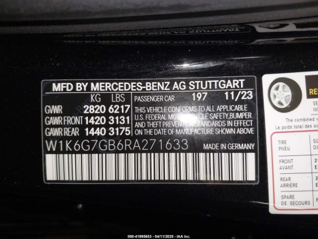 2024 MERCEDES-BENZ S 580 W1K6G7GB6RA271633 Photo 8