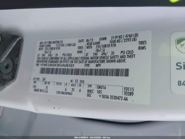 Ford ESCAPE SE 2014 1FMCU9GX3EUA26323 Image 9