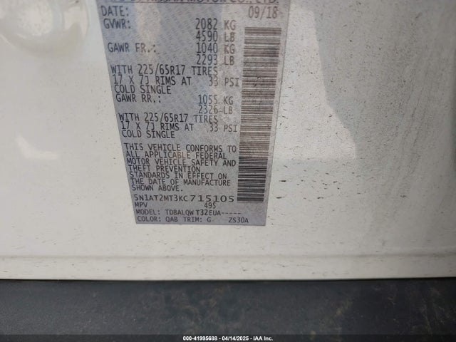 Nissan ROGUE SV 2019 5N1AT2MT3KC715105 Image 9