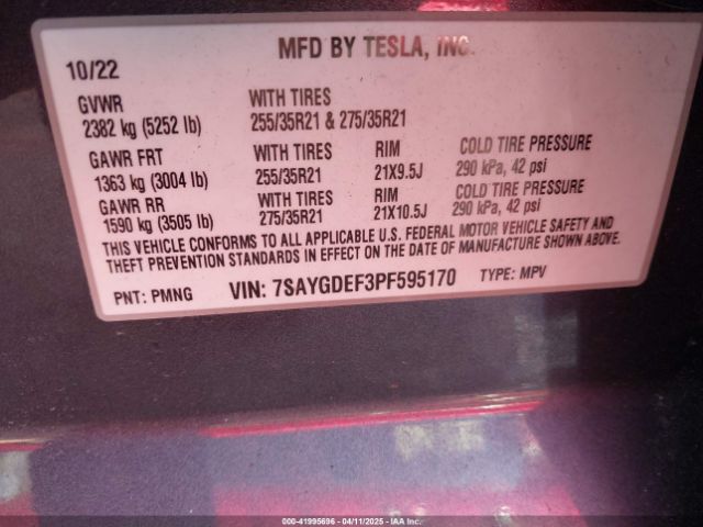 2023 TESLA MODEL Y 7SAYGDEF3PF595170 Photo 8