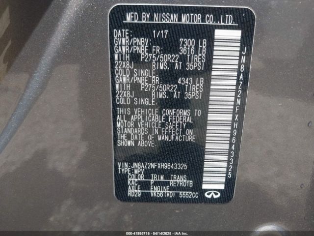 JN8AZ2NFXH9643325 Infiniti QX80