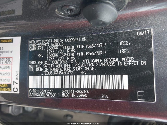 JTEBU5JR3H5450422 Toyota 4runner Trd Off Road