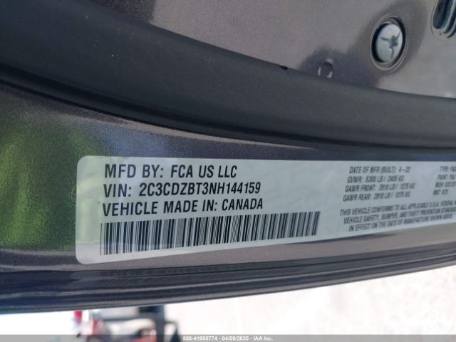 2C3CDZBT3NH144159 Dodge Challenger R/t
