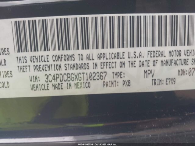 3C4PDCBGXGT102367 Dodge Journey Sxt
