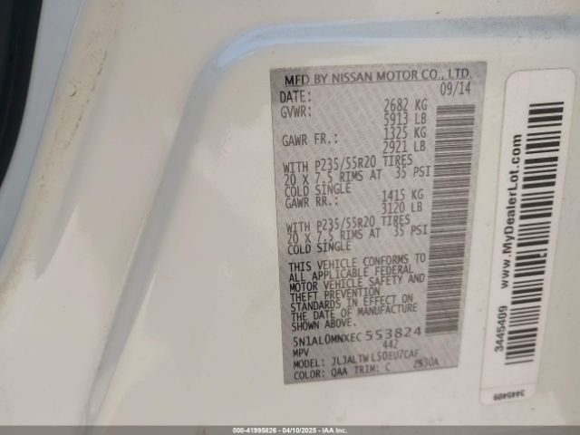 5N1AL0MNXEC553824 Infiniti QX60