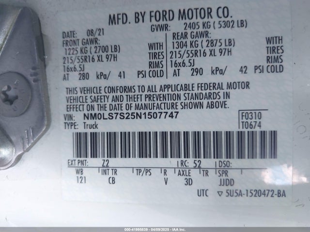 Ford Transit Connect Xl Cargo Van 2022 NM0LS7S25N1507747 Image 9
