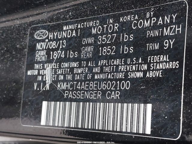 KMHCT4AE8EU602100 Hyundai ACCENT GLS