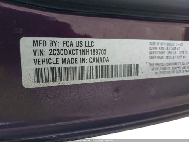 2C3CDXCT1NH189703 Dodge CHARGER R/T