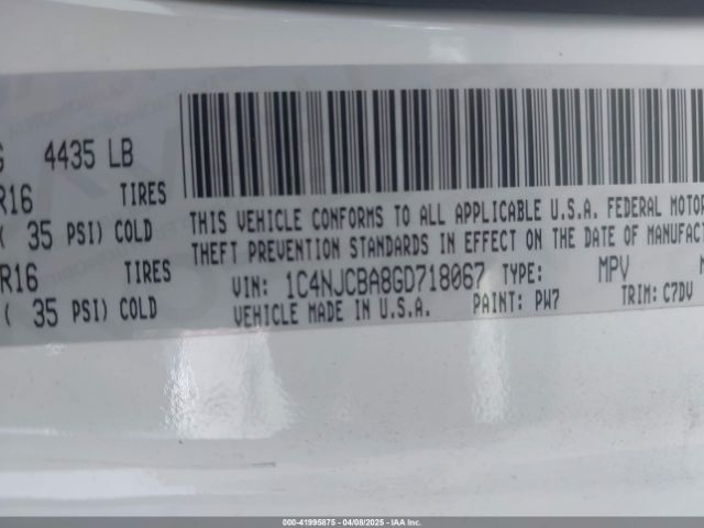 1C4NJCBA8GD718067 Jeep Compass Sport