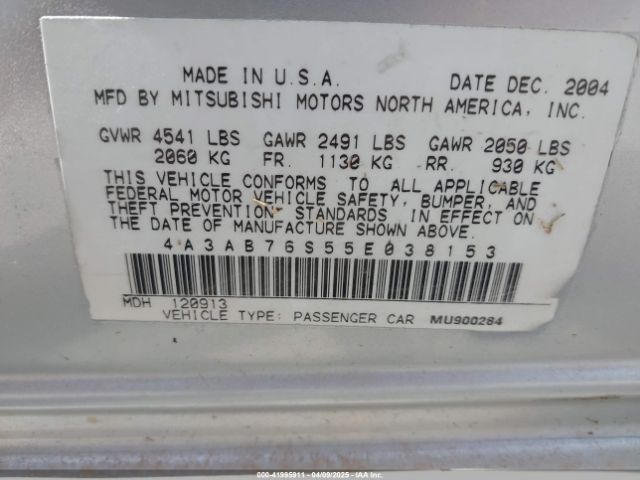 2005 MITSUBISHI GALANT 4A3AB76S55E038153 Photo 8