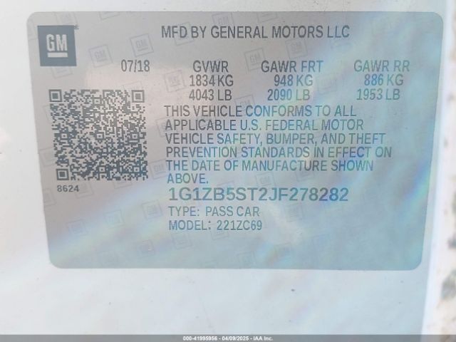 1G1ZB5ST2JF278282 Chevrolet Malibu 1ls