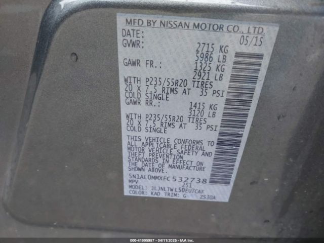 5N1AL0MMXFC532738 Infiniti QX60