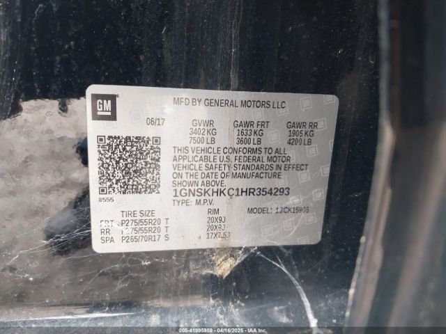 1GNSKHKC1HR354293 Chevrolet Suburban Lt