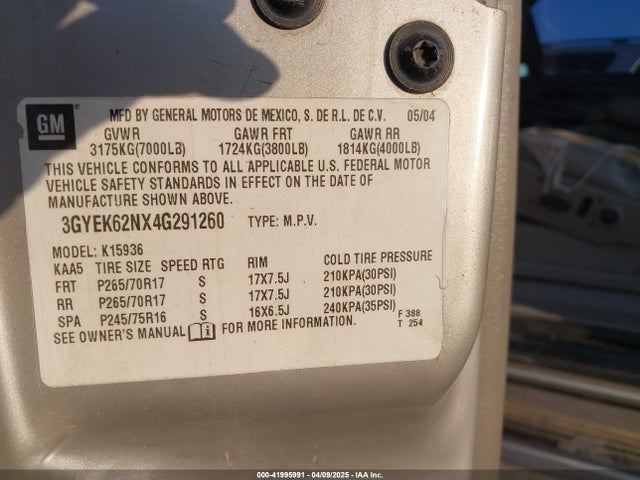 2004 CADILLAC ESCALADE EXT 3GYEK62NX4G291260 Photo 8