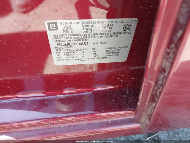 3GCUKREC5GG146225 Chevrolet l83 - sidi, vvt, afm, e85 max, aluminum