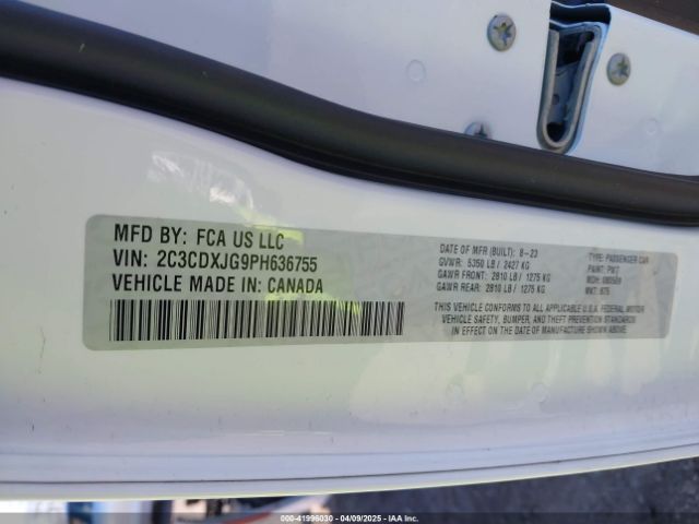2C3CDXJG9PH636755 Dodge Charger Sxt Awd
