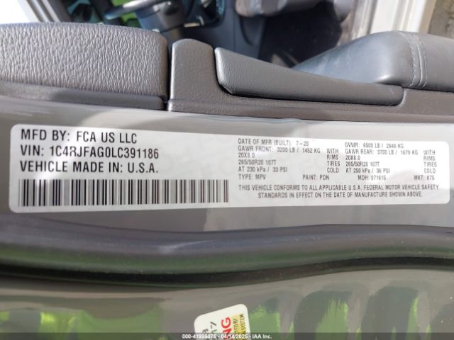 1C4RJFAG0LC391186 Jeep Grand Cherokee Altitude 4x4
