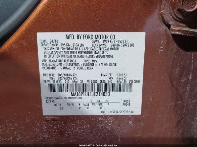 MAJ6P1UL1JC214033 Ford Ecosport Se