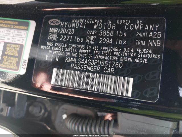 KMHLS4AG3PU551760 Hyundai ELANTRA SEL
