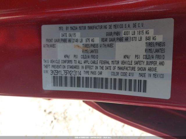 3MZBM1L76FM213114 Mazda Mazda3 I Touring