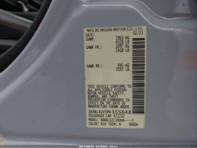1N4BL4CV3PN355648 Nissan Altima