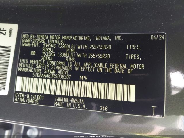 5TDAAAA63RS008307 Lexus Tx 350 Luxury