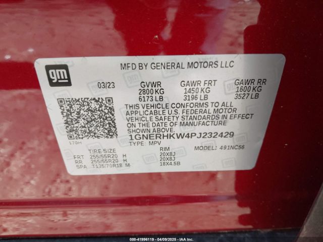 1GNERHKW4PJ232429 Chevrolet Traverse Fwd Lt Leather