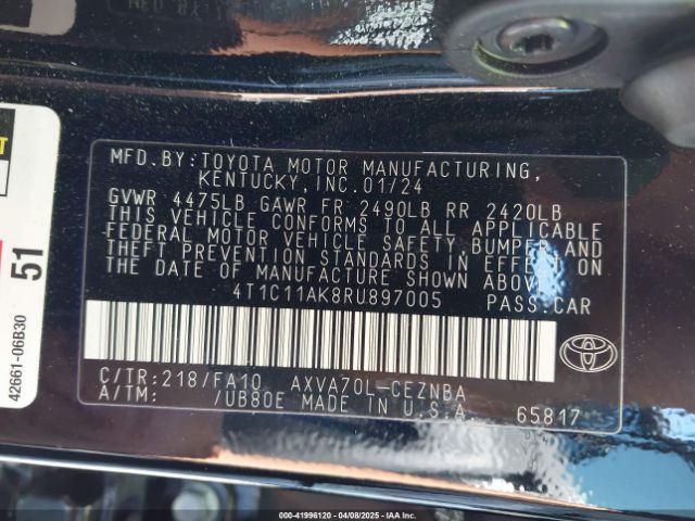 4T1C11AK8RU897005 Toyota CAMRY LE
