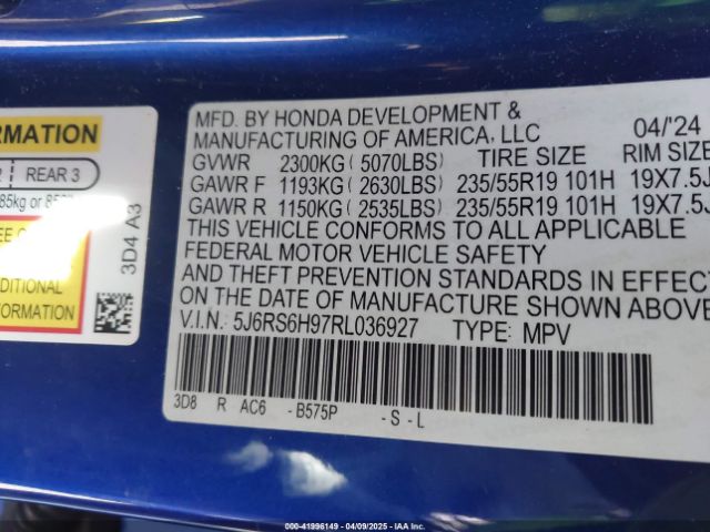 5J6RS6H97RL036927 Honda Cr-v Hybrid Sport Touring