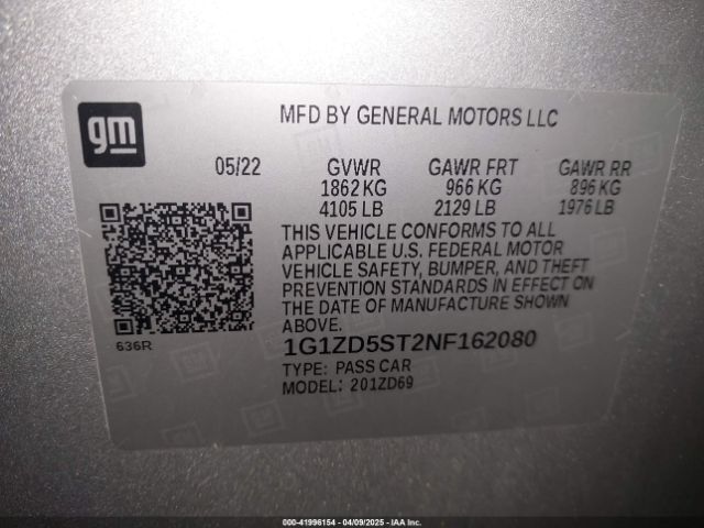 2022 CHEVROLET MALIBU 1G1ZD5ST2NF162080 Photo 8