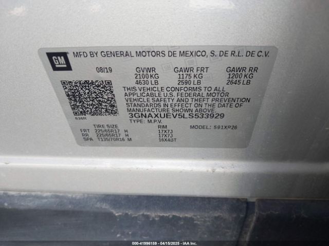 3GNAXUEV5LS533929 Chevrolet Equinox Awd Lt 1.5l Turbo
