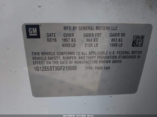 1G1ZE5ST3GF219595 Chevrolet MALIBU 1LT