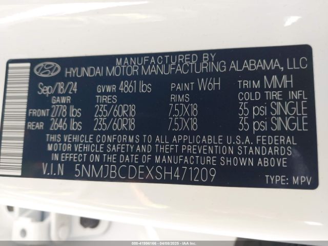 5NMJBCDEXSH471209 Hyundai TUCSON SEL