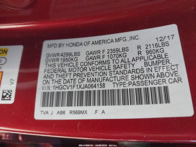 1HGCV1F1XJA064158 Honda ACCORD LX