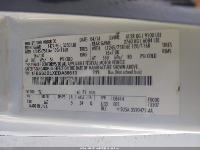1FBSS3BLXEDA86613 Ford E-350 Super Duty Xlt