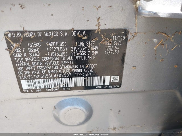 3CZRU5H58LM702507 Honda Hr-v 2wd Ex