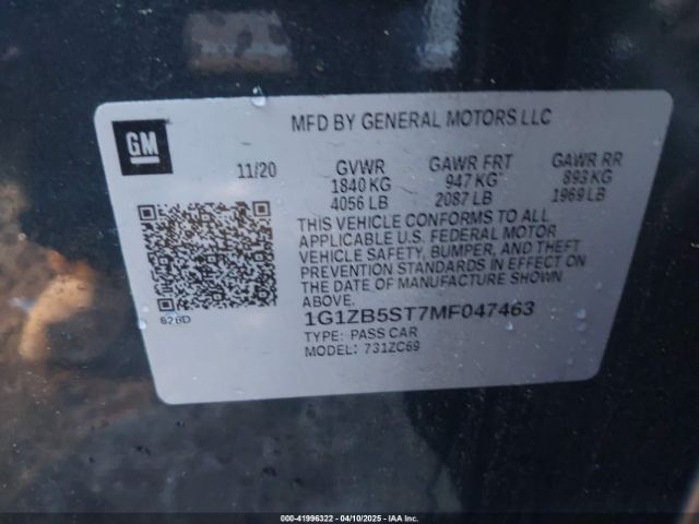 1G1ZB5ST7MF047463 Chevrolet Malibu Fwd Ls