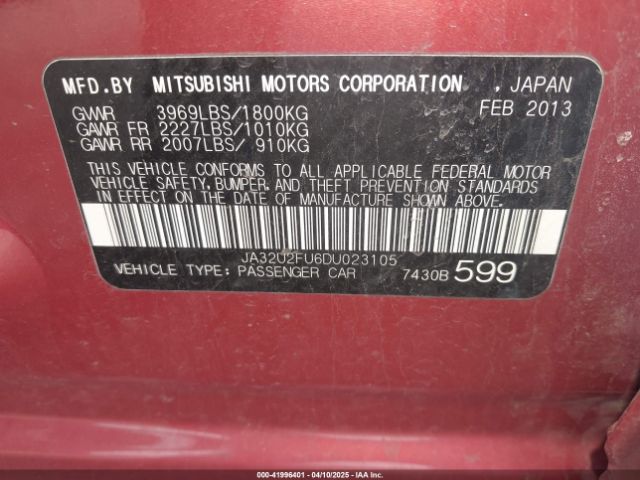 2013 MITSUBISHI LANCER JA32U2FU6DU023105 Photo 8