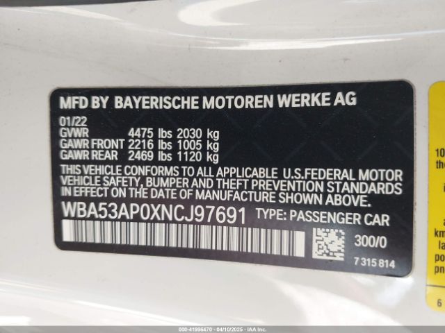 2022 BMW 430I WBA53AP0XNCJ97691 Photo 8
