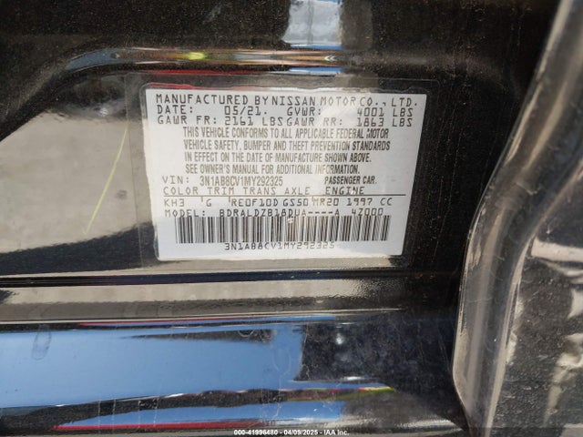 3N1AB8CV1MY292325 Nissan Sentra Sv Xtronic Cvt