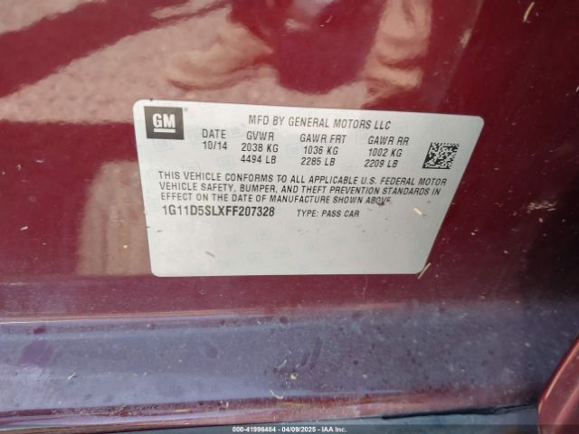 1G11D5SLXFF207328 Chevrolet MALIBU 2LT