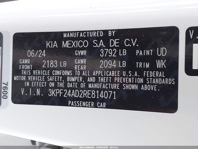 3KPF24AD2RE814071 KIA FORTE LX
