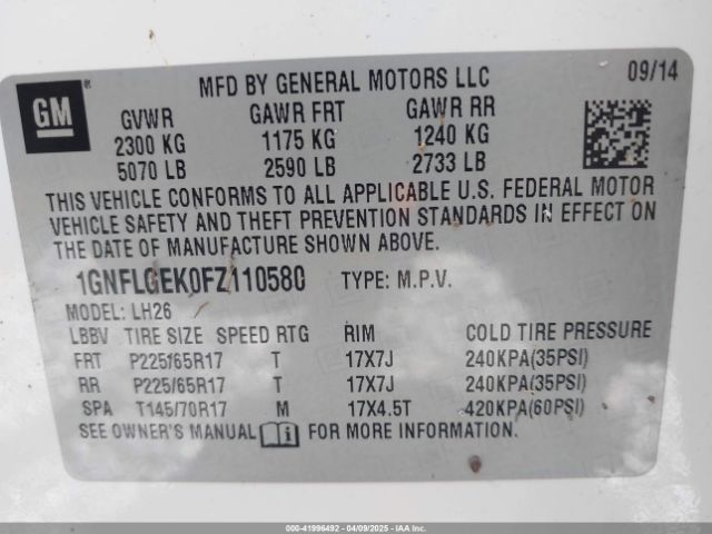 1GNFLGEK0FZ110580 Chevrolet Equinox 2lt