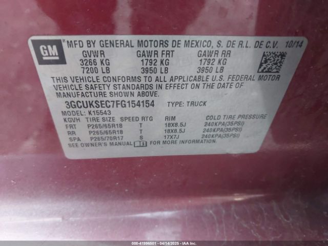 3GCUKSEC7FG154154 Chevrolet Silverado 1500 2lz