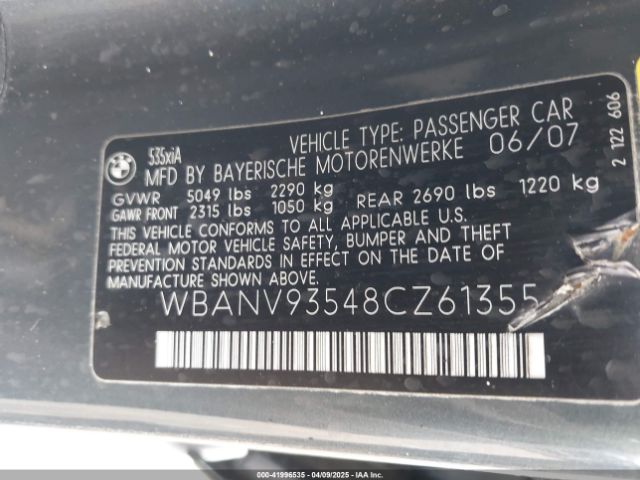 2008 BMW 535XI WBANV93548CZ61355 Photo 8