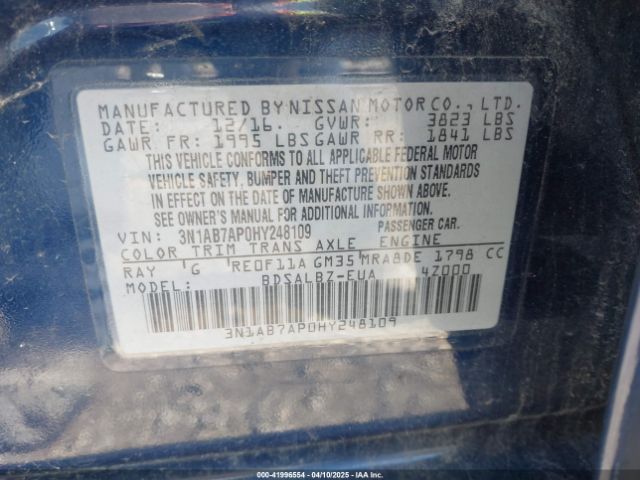 3N1AB7AP0HY248109 Nissan SENTRA S