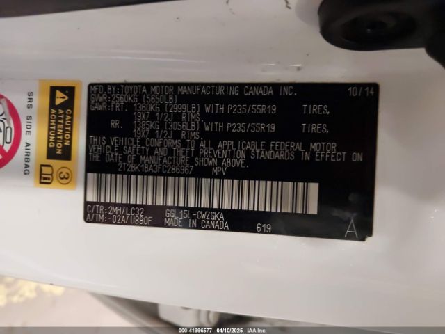 2T2BK1BA3FC286967 Lexus Rx 350 Crafted Line