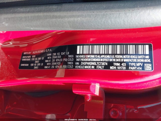 ZASPAKBN5L7C73874 Alfa Romeo Stelvio Ti Sport Awd