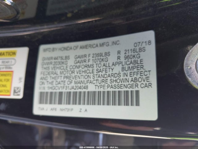 1HGCV1F31JA204048 Honda Accord Sport