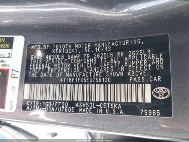 4T1BF1FK5EU756120 Toyota CAMRY SE